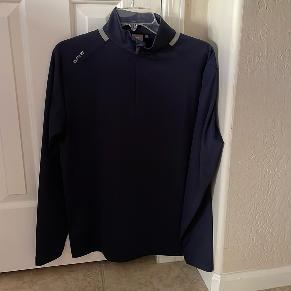 Ping golf outerwear golf pullover size small navy blue.